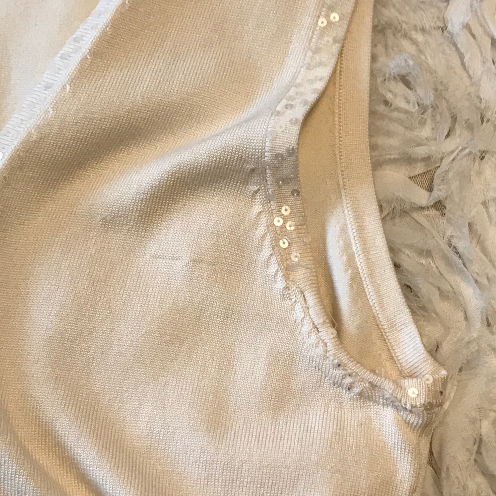 BCBG Sequin Trim V-Neck Knit Top - Picture 7 of 8